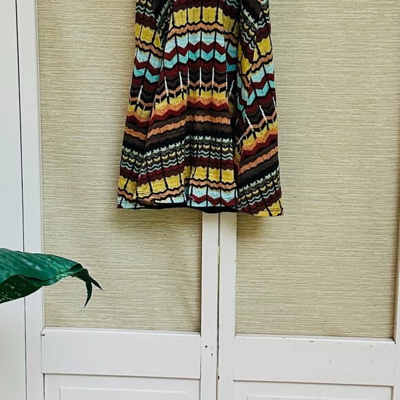 Xhilaration Mini Dress Knit Patterned Boho Black Green Yellow Orange Red Size XS - Picture 3 of 6